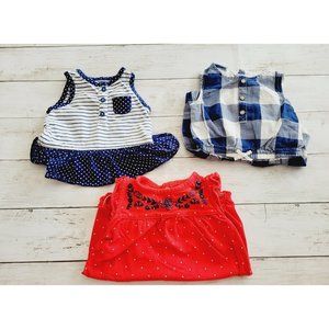 •Carter's 3 Month Stripes,Dots and Checker Romper Bundle